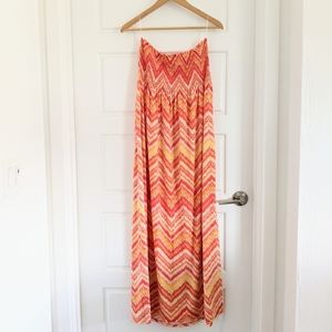 Women’s Plus Size Strapless Resort Flowy‎ Maxi Dress w Smocking Details Size XXL